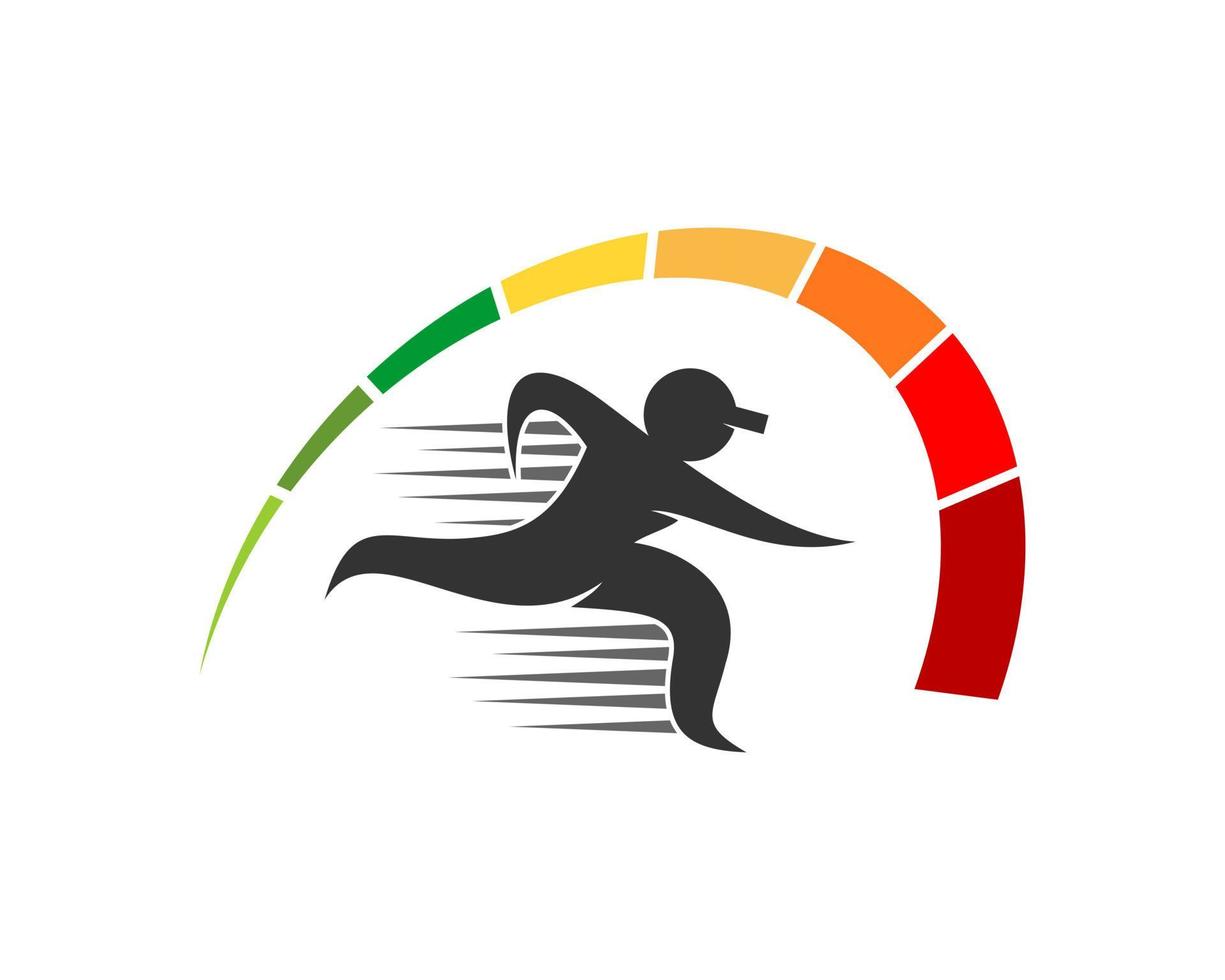 snel lopende mensen in de snelheidsmeter vector