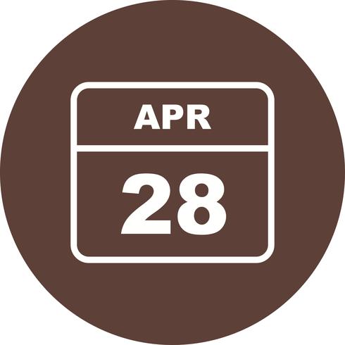 28 april Datum op een eendaagse kalender vector