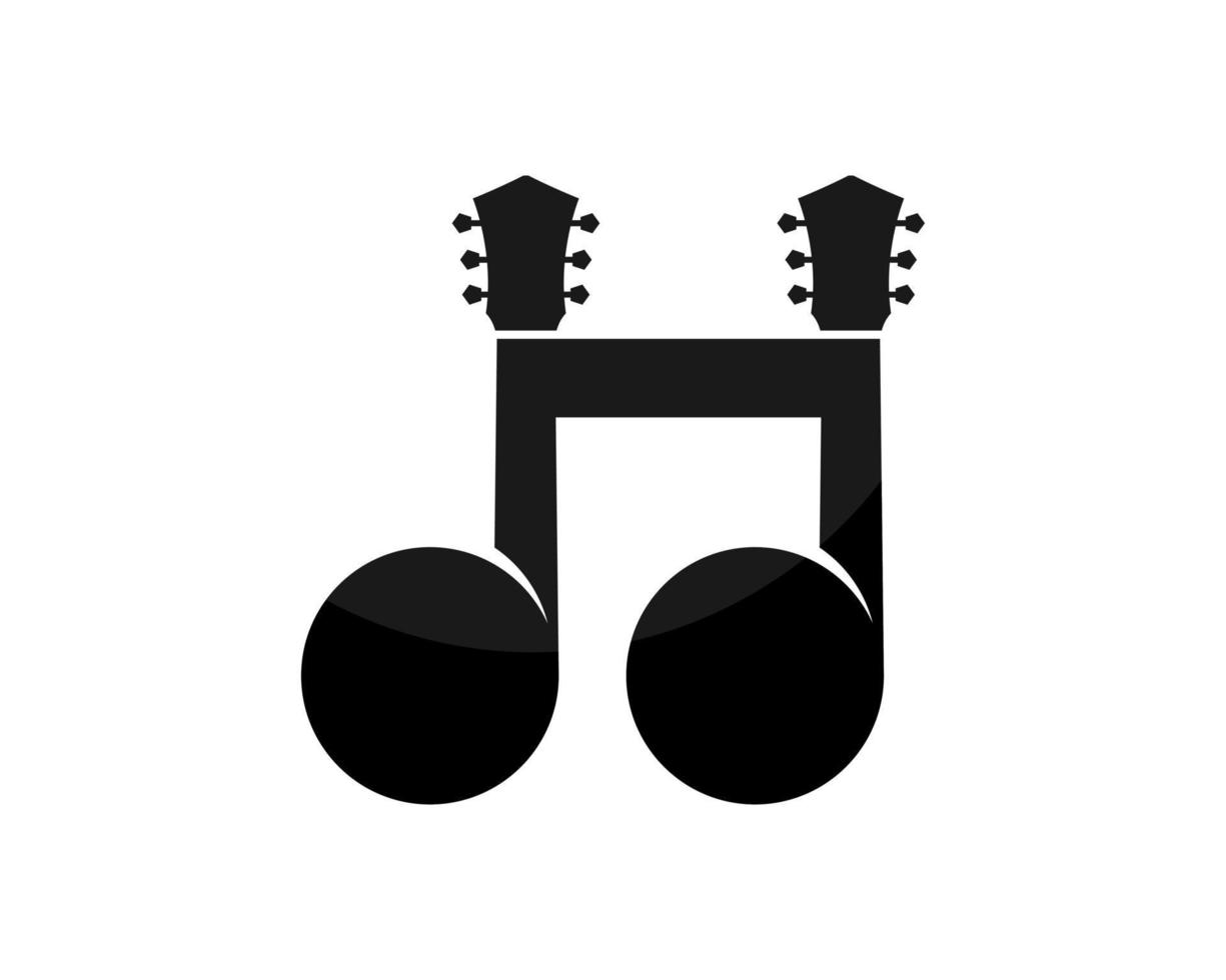 muzieknoot met gitaarsymbool in zwarte kleuren vector