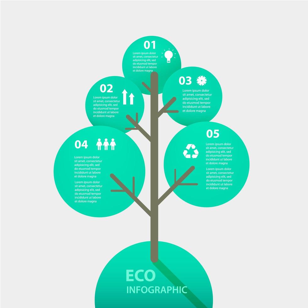 vector groene boom teken infographic. sjabloon voor diagram, grafiek, presentatie en grafiek. eco-concept met opties, onderdelen, stappen of processen.