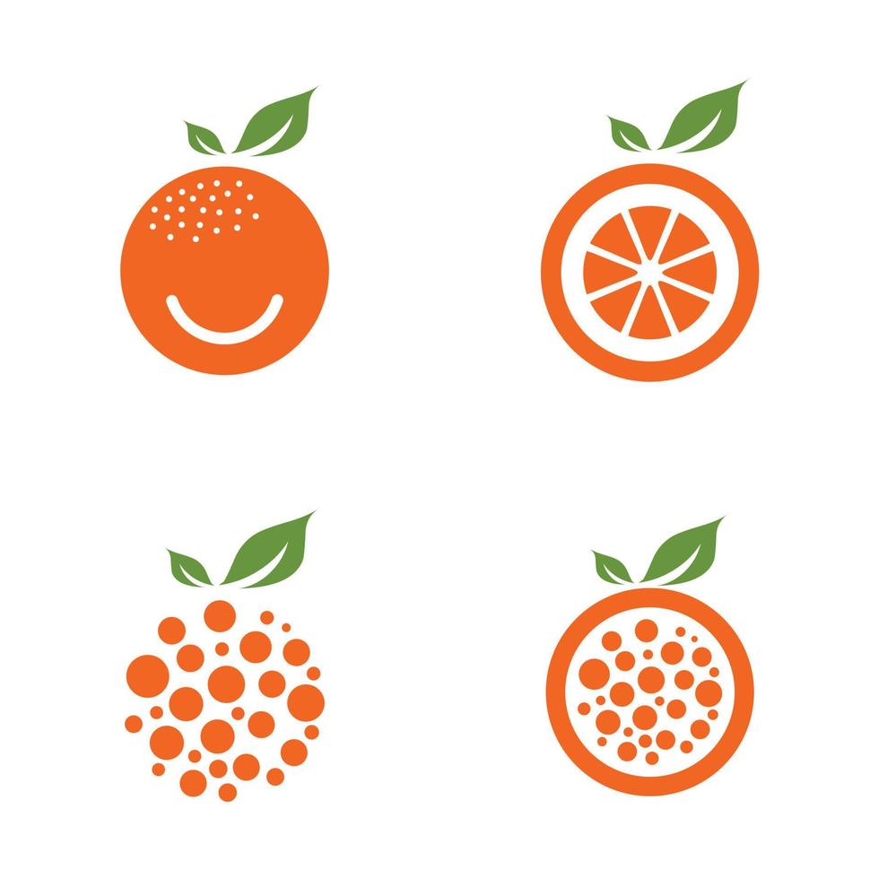 oranje fruit icon set logo ontwerp vector