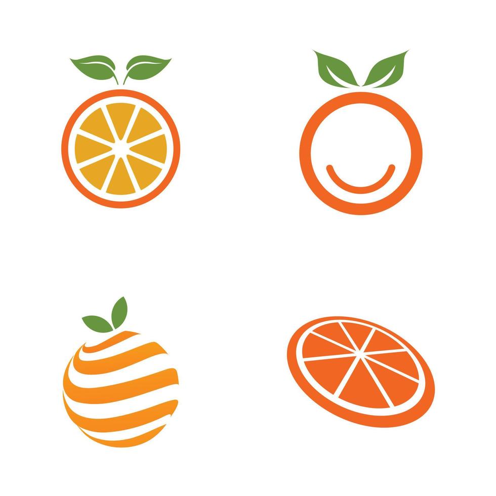 oranje fruit icon set logo ontwerp vector