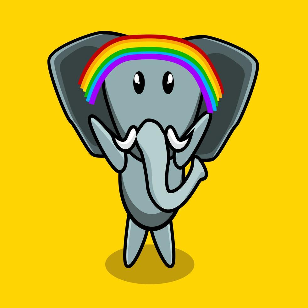 olifant karakter met regenboog vector