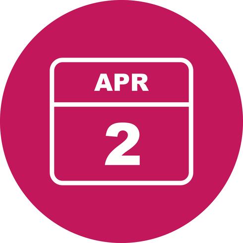 2 april Datum op een eendaagse kalender vector