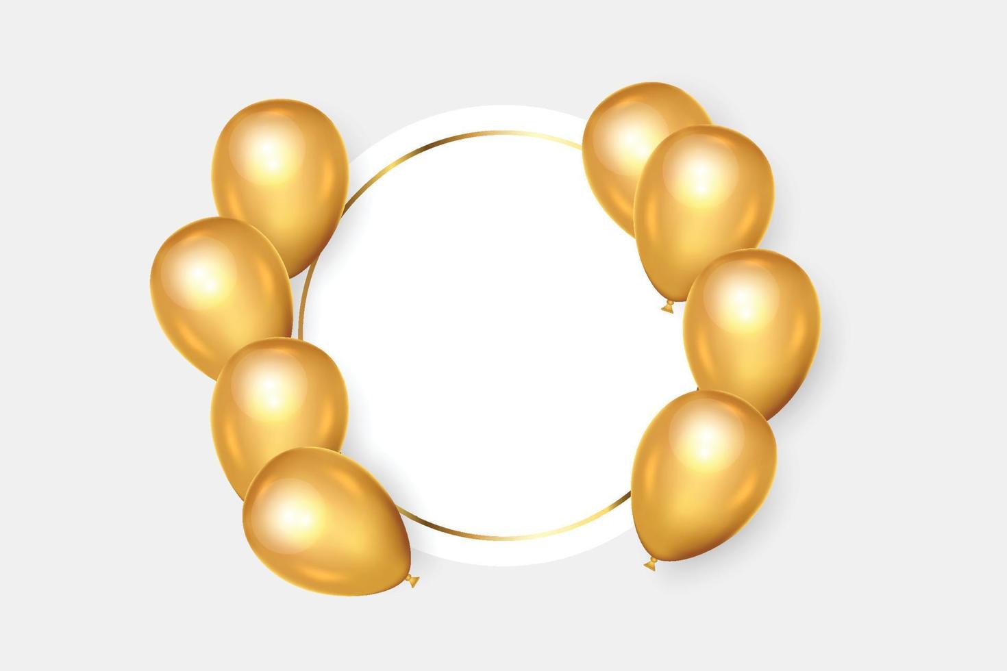 verjaardagskader met gouden ballonnen en fotolijst vector