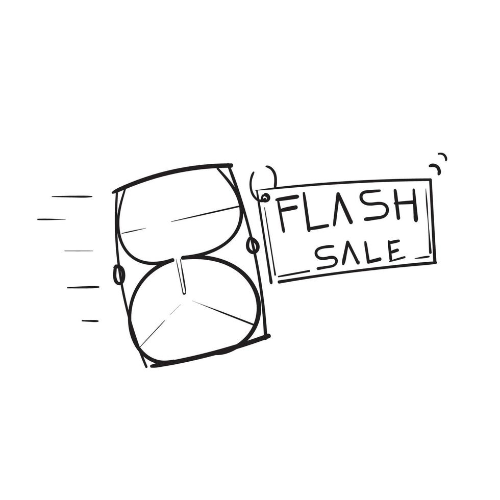 hand getrokken doodle zandloper symbool voor flash verkoop illustratie vector geïsoleerd