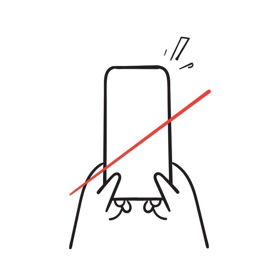 hand getrokken doodle geen telefoon pictogram illustratie vector geïsoleerd