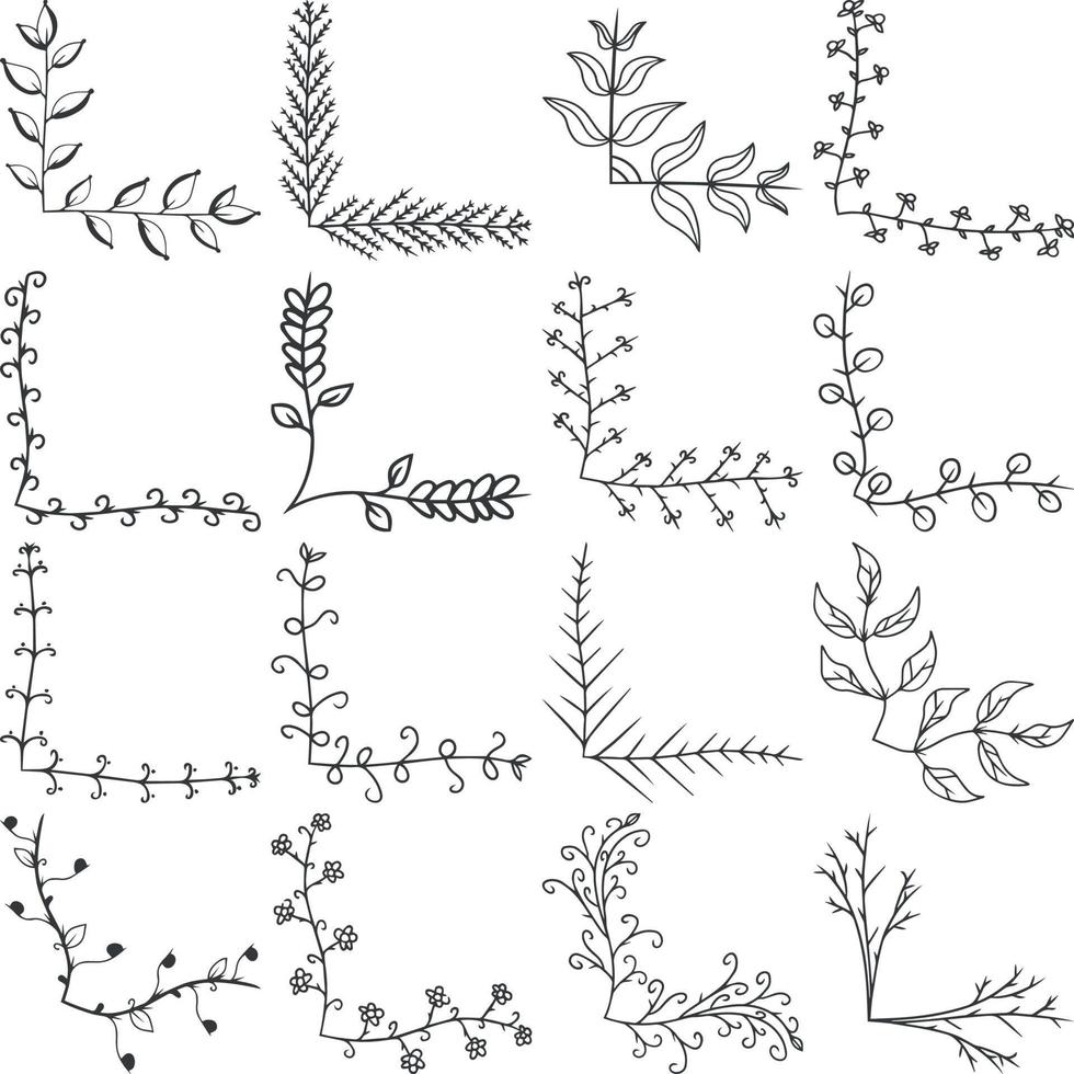 handgetekende bloemenrand decoratie-element vector