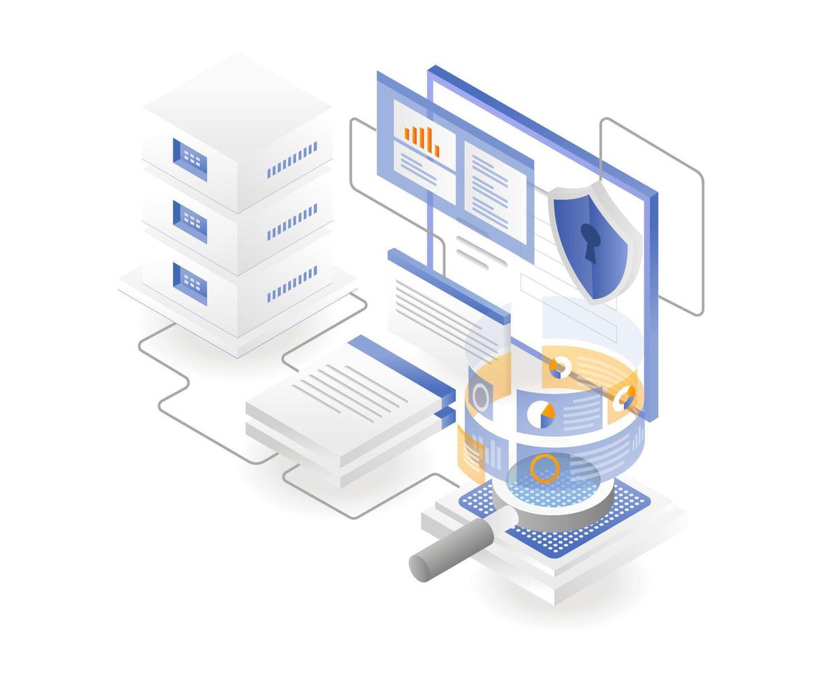 zoek en analyseer cloudservergegevens vector