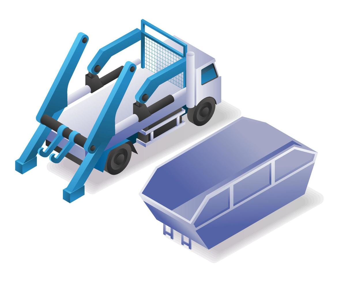 vrachtwagens en afvalcontainers vector