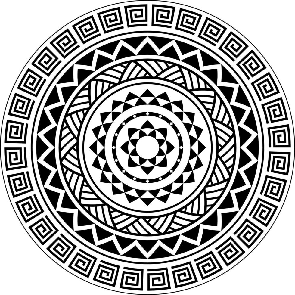 tribal mandala patroon, abstracte circulaire Polynesische mandala, Polynesische Hawaiiaanse tattoo stijl vector ornament design