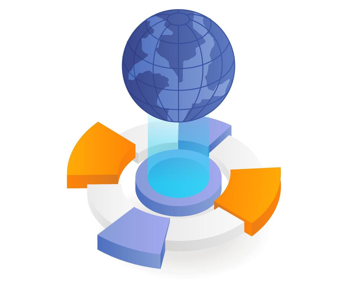 aarde met cirkeldiagram infographic vector