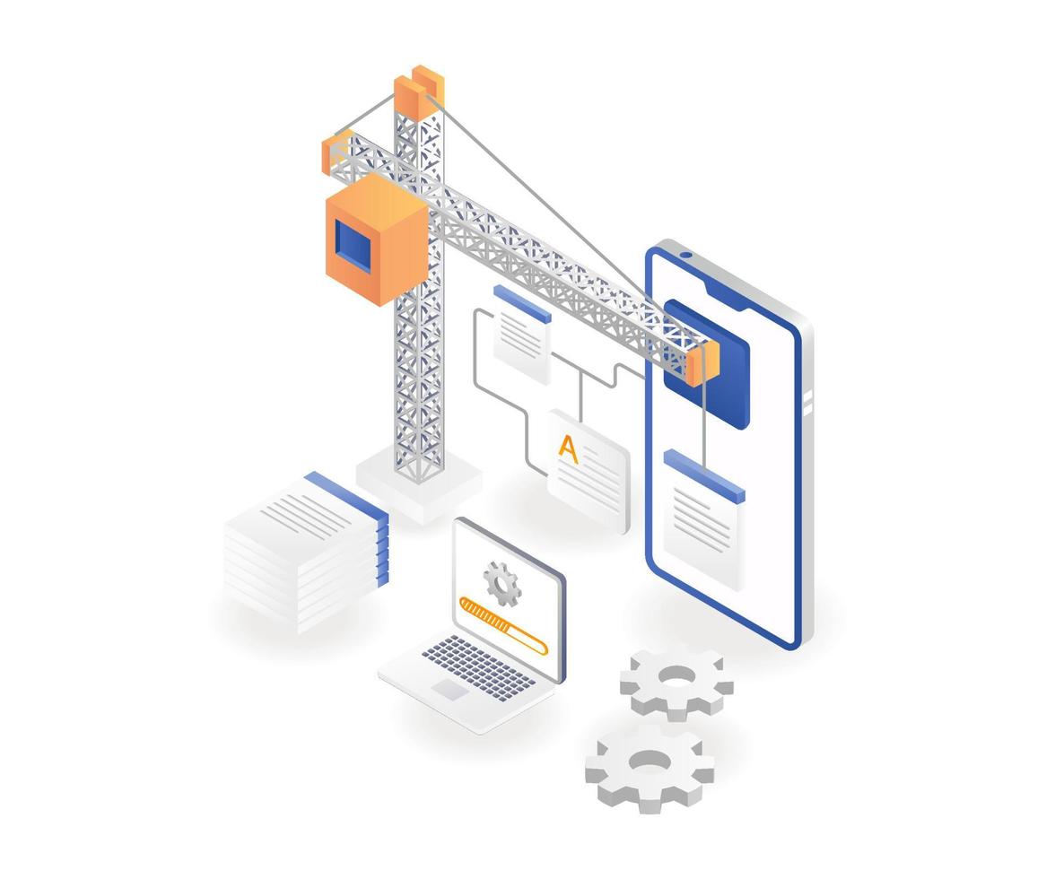 bouw smartphone-app met kraan vector
