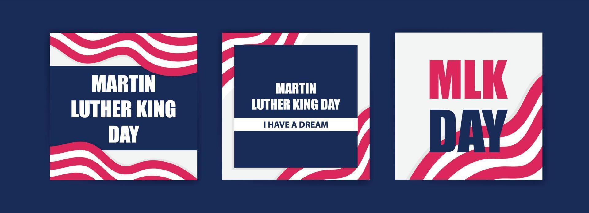 Martin Luther King Day viert kaarten met de nationale vlag van de Verenigde Staten. vectoren voor kaarten, banners en posters.