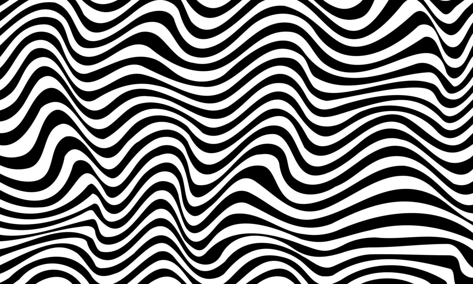 abstracte psychedelische zwarte en witte zebra strepen achtergrond. optische illusie golvende lijnen vector