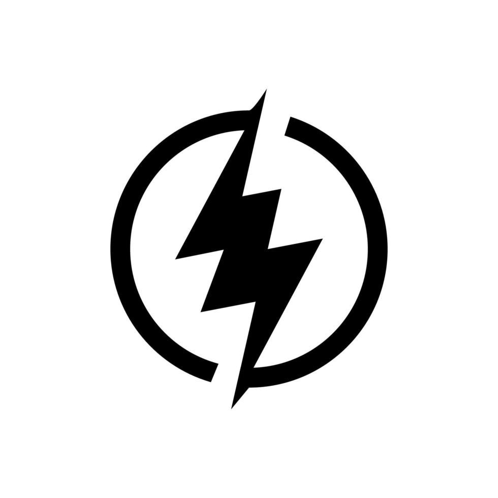 bliksem, elektrisch vermogen vector logo ontwerpelement. energie en donder elektriciteit symbool concept. bliksemschicht teken in de cirkel. flash vector embleem sjabloon. power hoge snelheid logotype