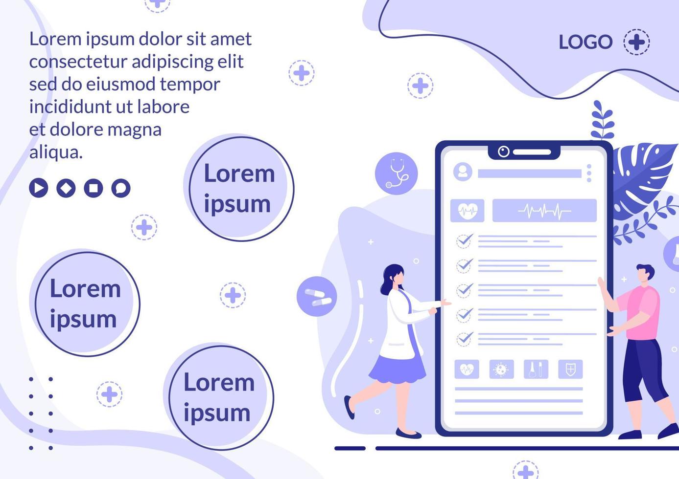 medische check-up brochure sjabloon gezondheidszorg platte ontwerp illustratie bewerkbaar van vierkante achtergrond voor sociale media, wenskaart of web vector