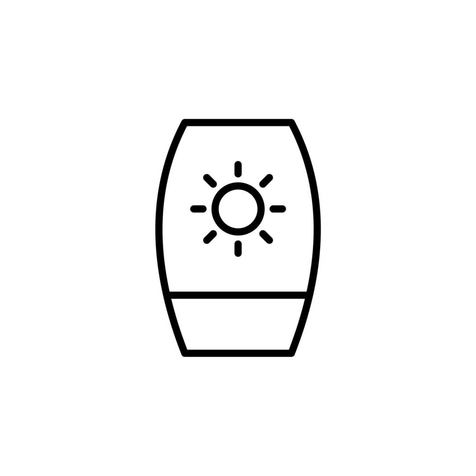 sunblock, zonnebrandcrème, lotion, zomer lijn pictogram, vector, illustratie, logo sjabloon. geschikt voor vele doeleinden. vector