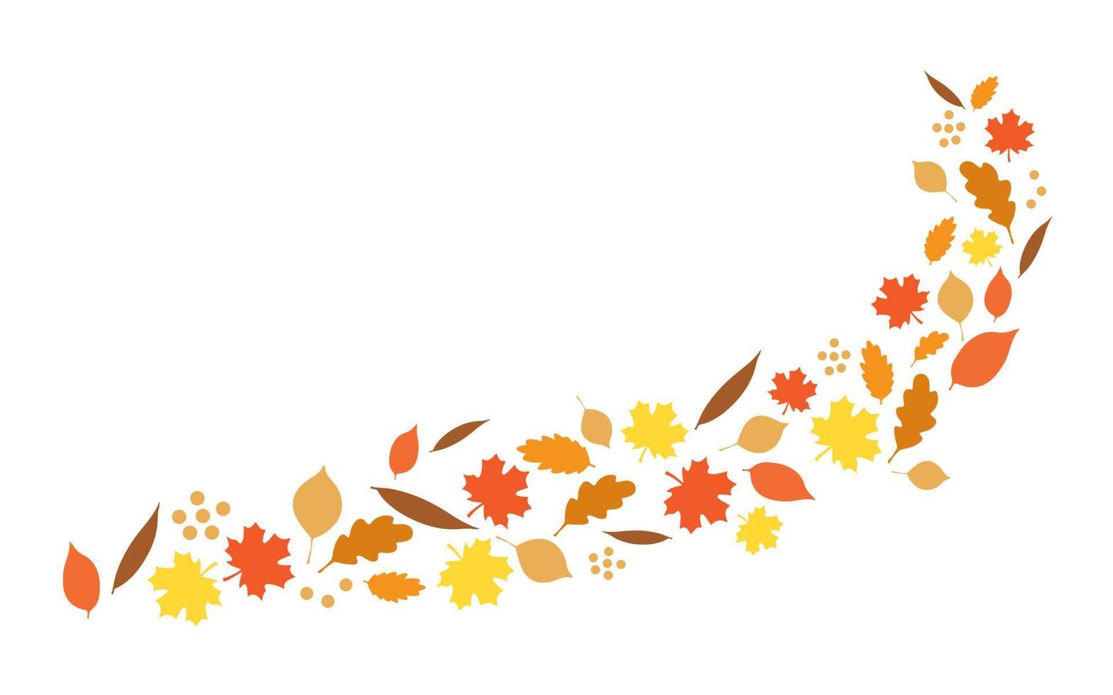 herfstbladeren waaien in de wind, herfstbladeren frame, platte herfstbladeren decoratie vector