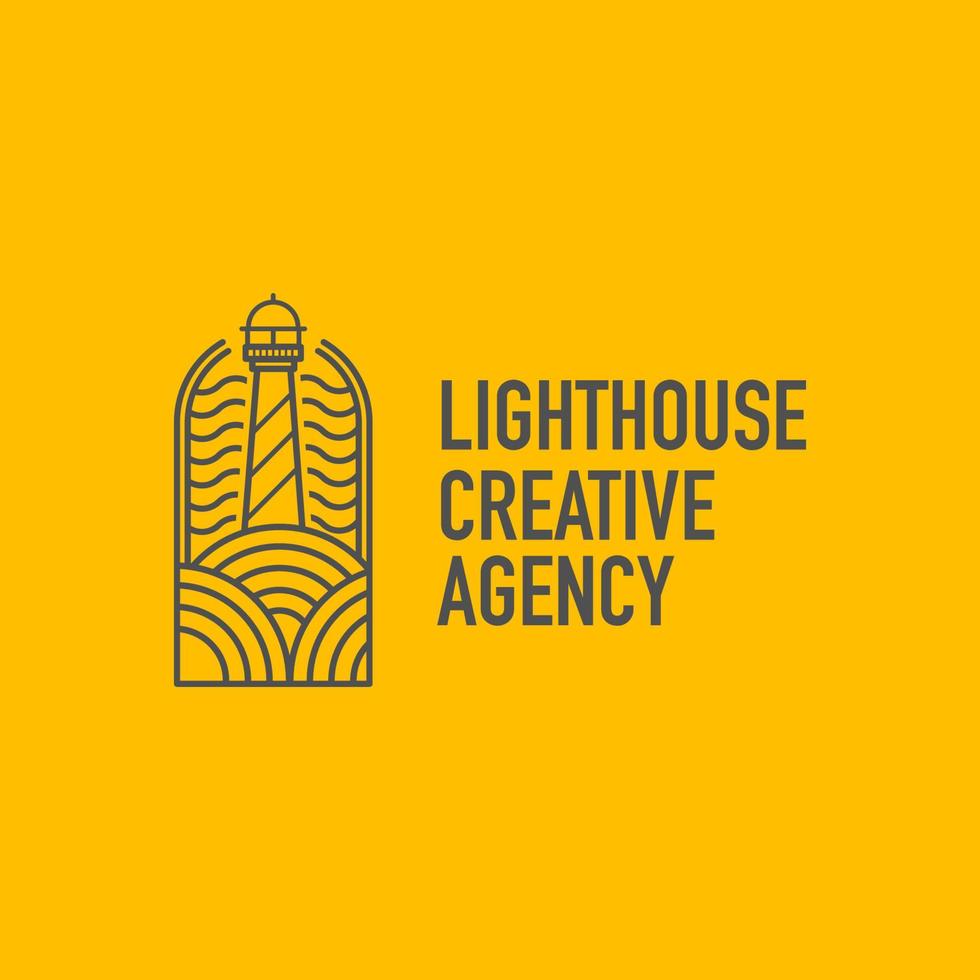 licht huis mercusuar lijnstijl minimalistische eenvoudig logo sjabloon vector