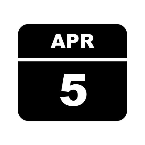 5 april Datum op een eendaagse kalender vector