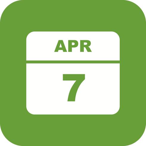 7 april Datum op een eendaagse kalender vector