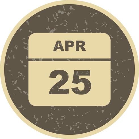 25 april Datum op een eendaagse kalender vector