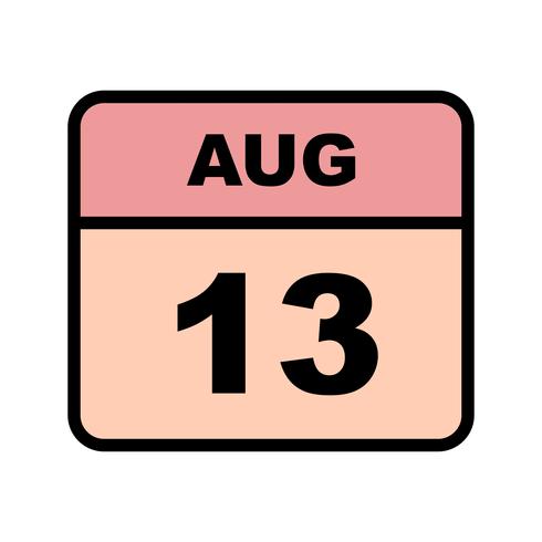 13 augustus Datum op een eendaagse kalender vector