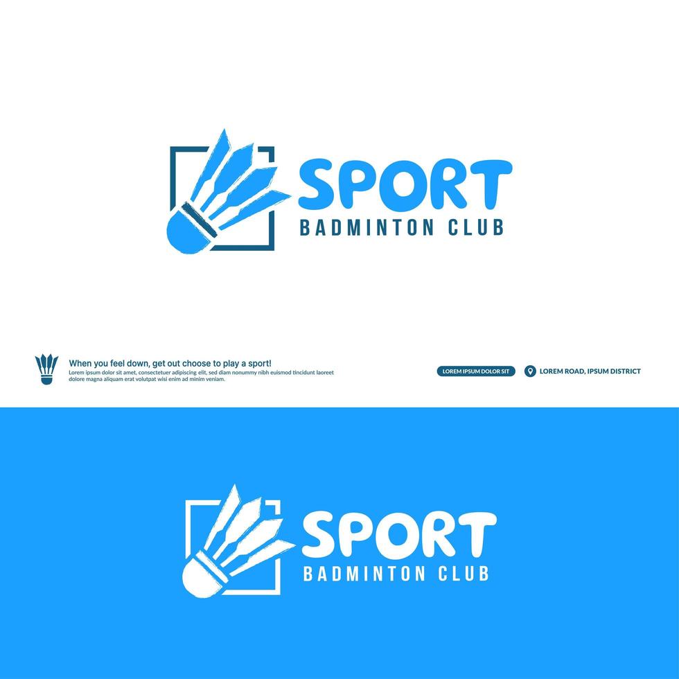 badminton club logo ontwerpsjabloon, badminton toernooien logo concept. badminton team identiteit geïsoleerd op een witte achtergrond, abstracte sport symbool ontwerp vector illustraties