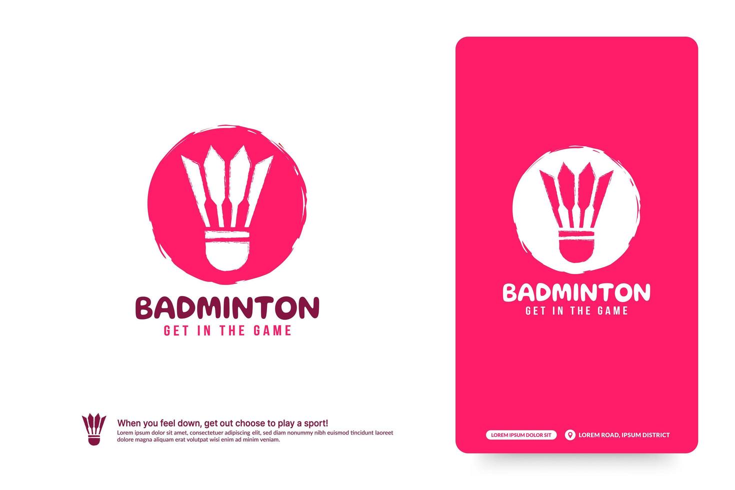 badminton club logo ontwerpsjabloon, badminton toernooien logo concept. badminton team identiteit geïsoleerd op een witte achtergrond, abstracte sport symbool ontwerp vector illustraties