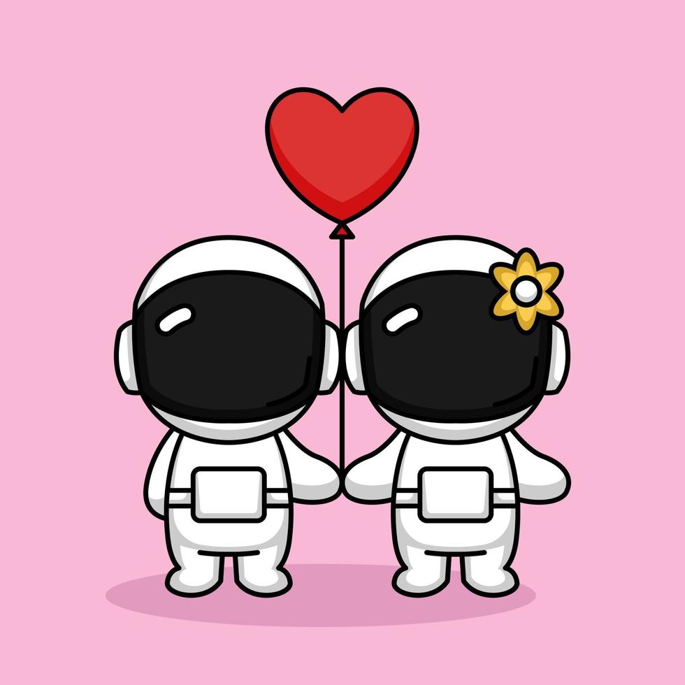 schattig stel astronaut valentijn vector