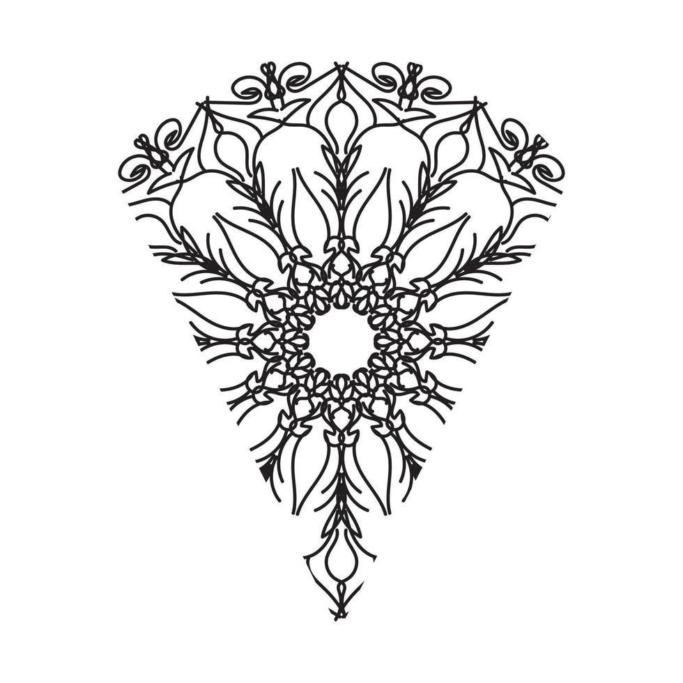 indian ornament zwart witte kaart met mandala vector