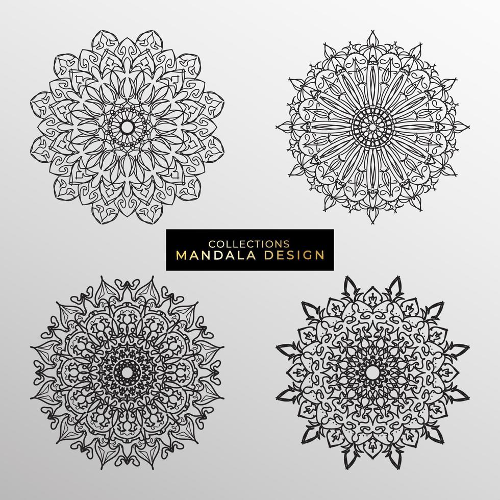 collecties cirkelvormig patroon in de vorm van een mandala voor henna, mehndi, tatoeages, decoraties. decoratieve decoratie in etnische oosterse stijl. kleurboek pagina. vector