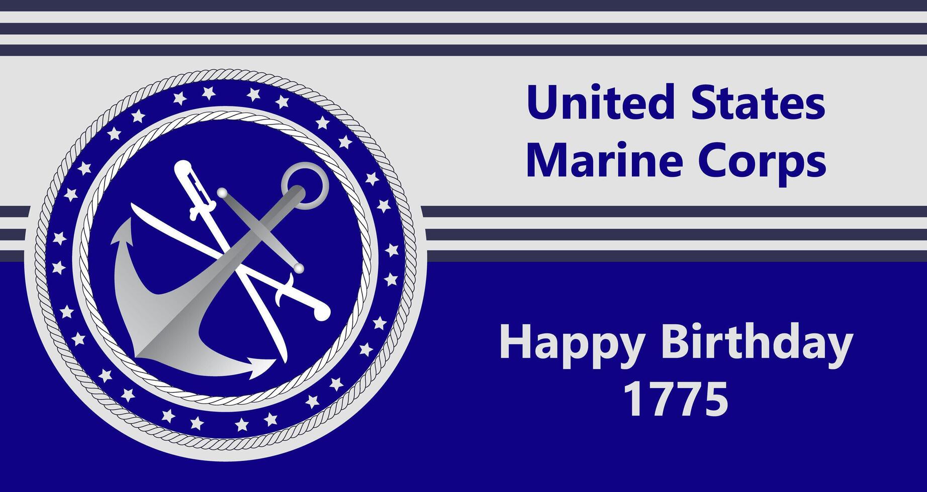 United States Marine Corps happy birthday 1775. nationaal militair evenement wordt georganiseerd op 10 november. vector