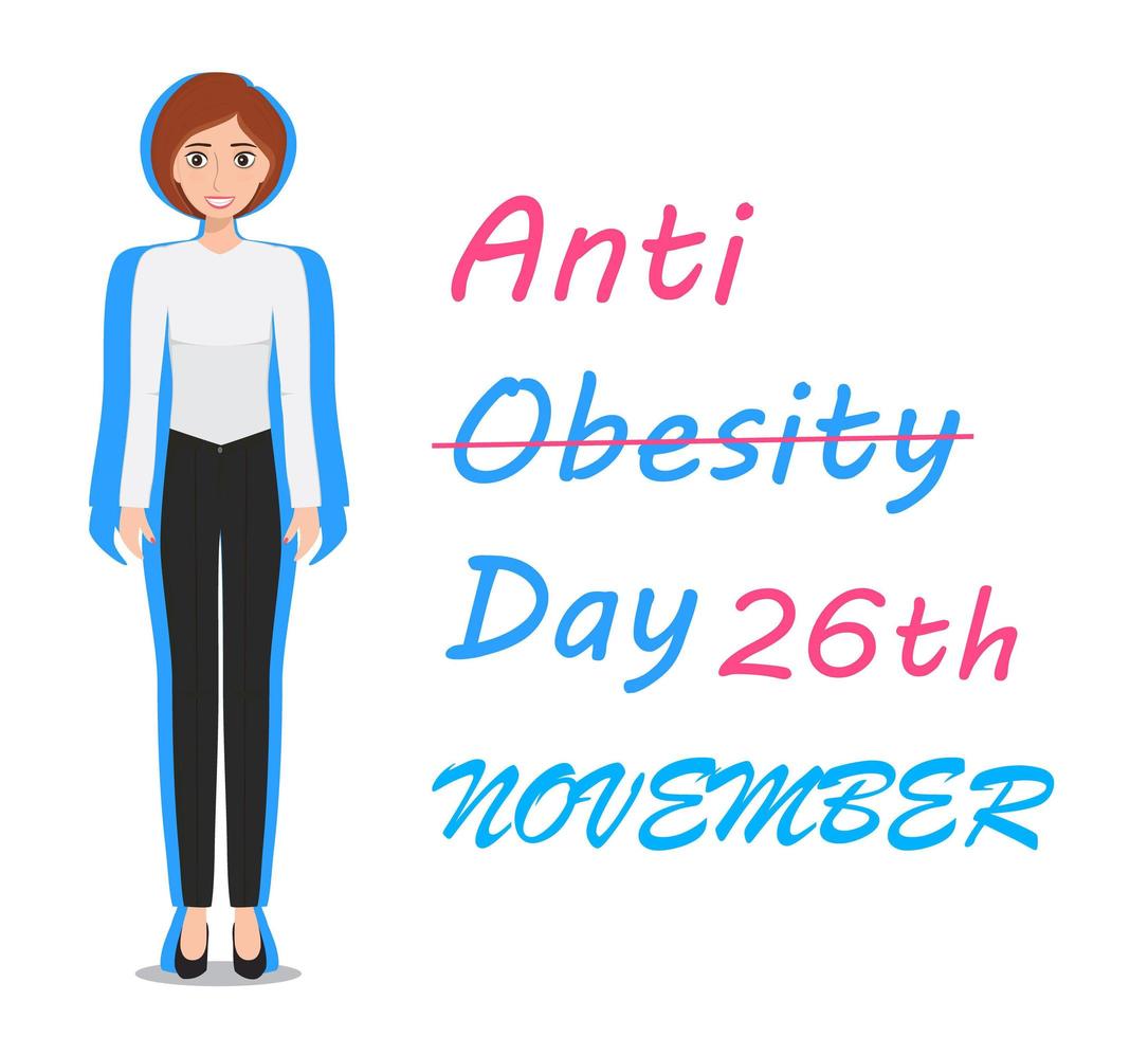 anti-obesitas dag aod wordt op 26 november in verschillende delen van de wereld gevierd. vector