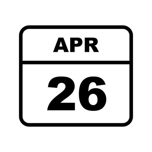 26 april Datum op een eendaagse kalender vector