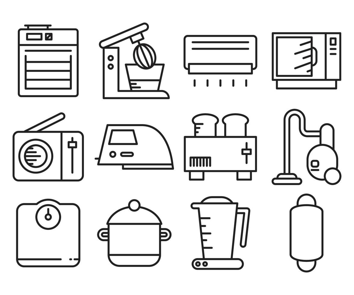 pictogrammen voor huishoudelijke apparaten en apparatuur vector