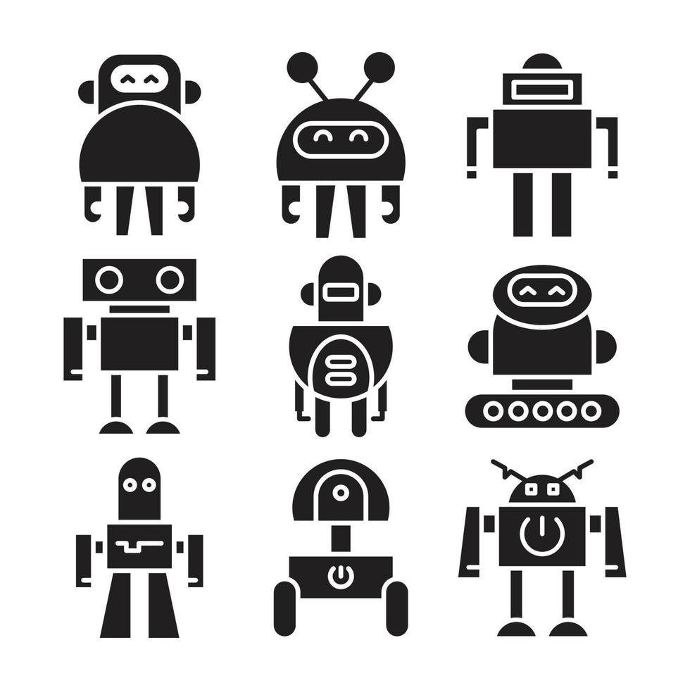 schattige robot karakter iconen set vector