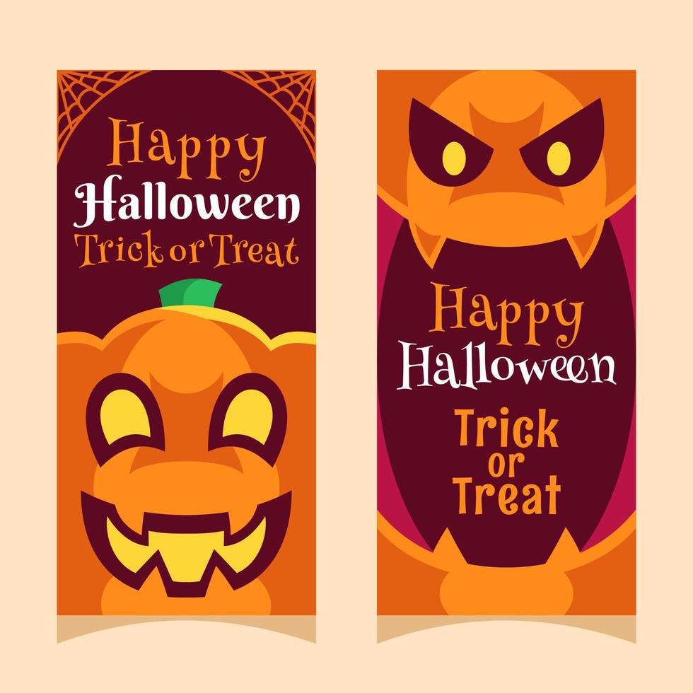 pompoen halloween banner platte ontwerpsjabloon vector