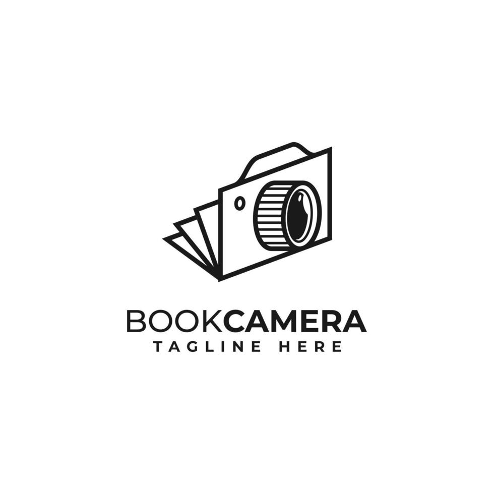 camera, lens, boek, logo vectorontwerp voor creatieve fotografie vector