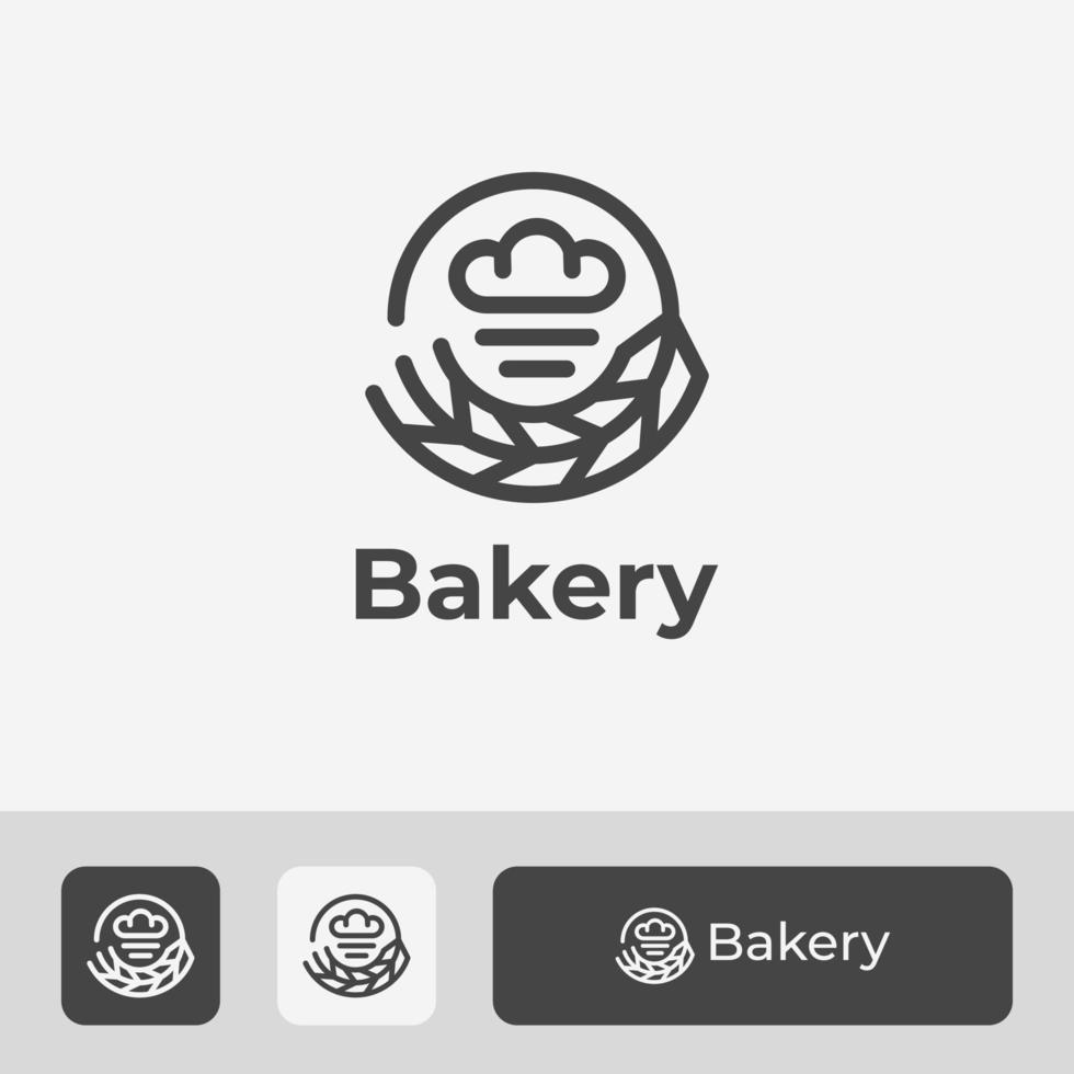 bakkerijlogo-ontwerp in cirkel met tarwepictogramcombinatie, minimale en eenvoudige broodlogosjabloon vector