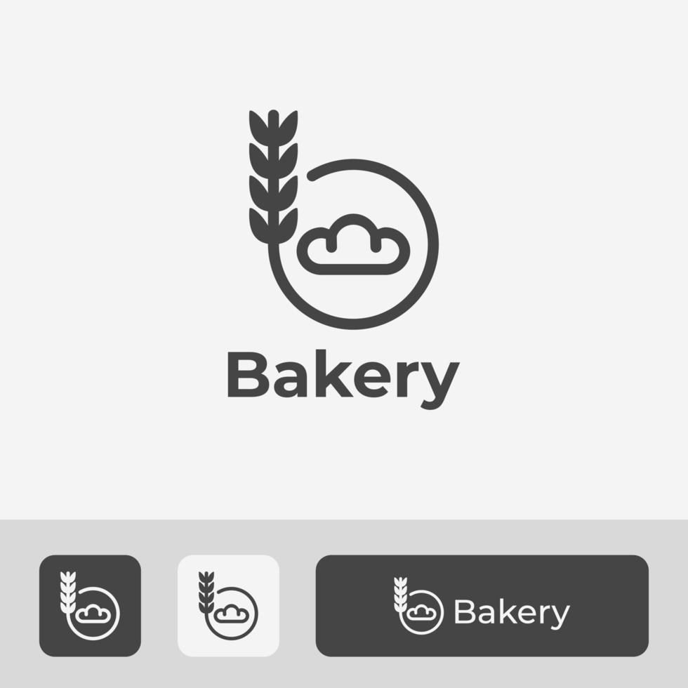 bakkerijlogo met b-brief, broodlogopictogramontwerp voor levensmiddelenbedrijf, eenvoudig ontwerp met lijnkunststijl vector