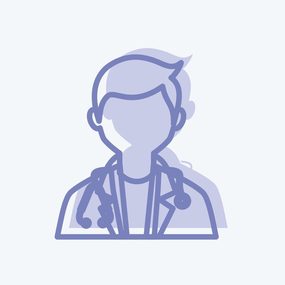 dokter pictogram in trendy tweekleurige stijl geïsoleerd op zachte blauwe achtergrond vector