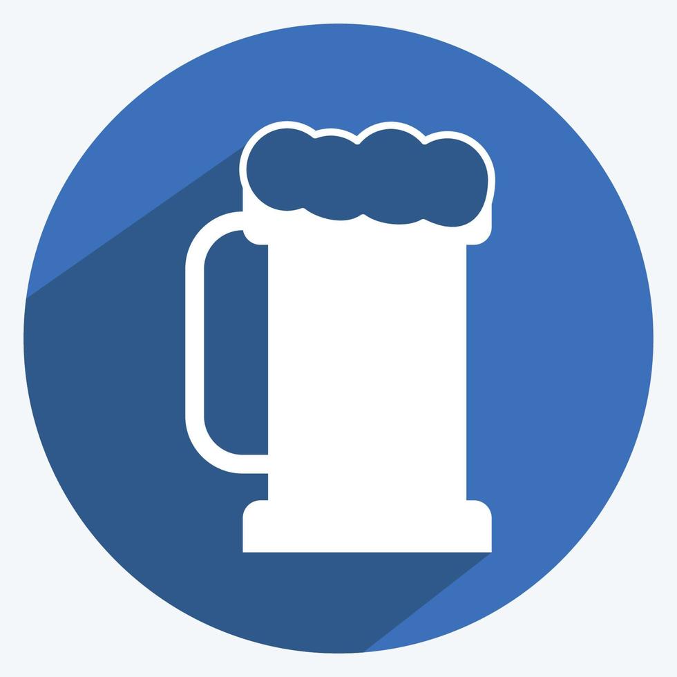 pint bier ik pictogram in trendy lange schaduwstijl geïsoleerd op zachte blauwe achtergrond vector