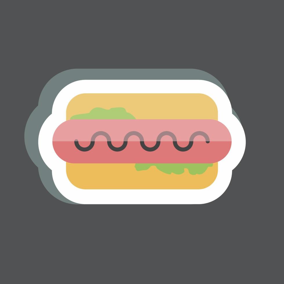 hotdog sticker in trendy geïsoleerd op zwarte achtergrond vector