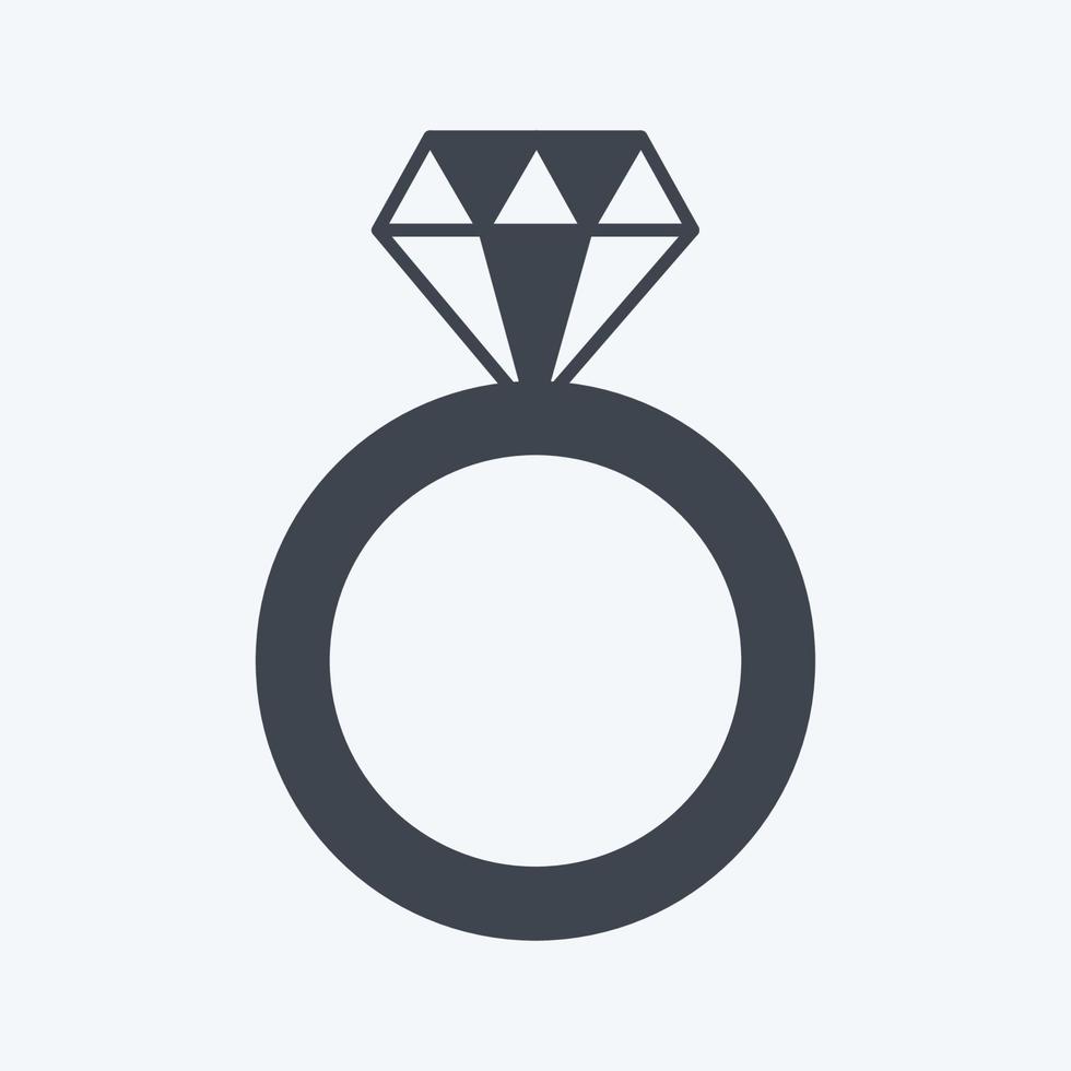 diamanten ringpictogram in trendy glyph-stijl geïsoleerd op zachte blauwe achtergrond vector