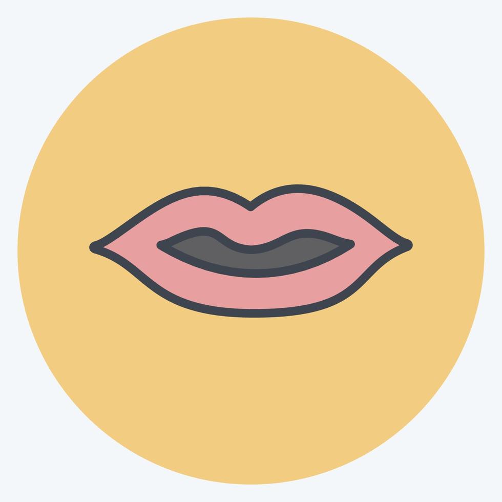 lippen pictogram in trendy kleur mate stijl geïsoleerd op zachte blauwe achtergrond vector