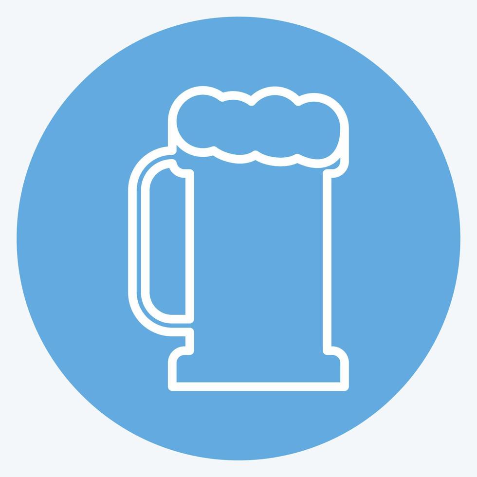 pint bier ik pictogram in trendy blauwe ogen stijl geïsoleerd op zachte blauwe achtergrond vector