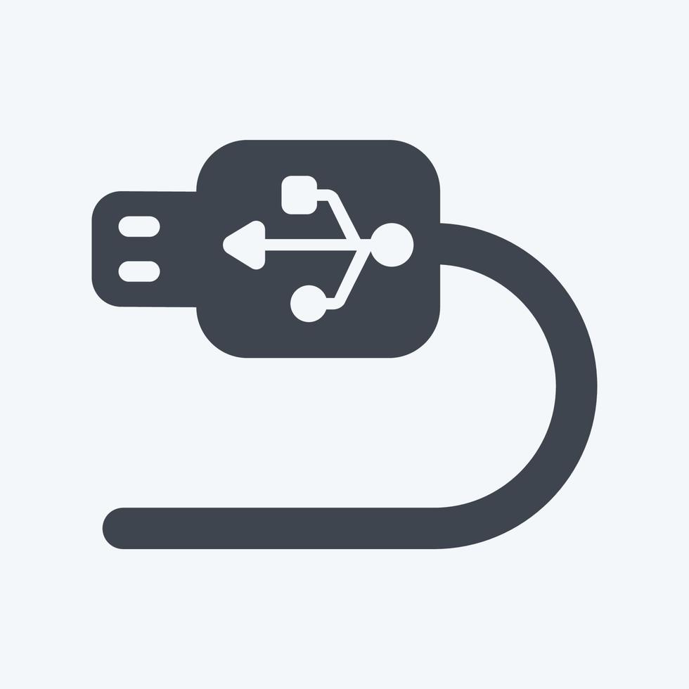 USB-kabelpictogram in trendy glyph-stijl geïsoleerd op zachte blauwe achtergrond vector