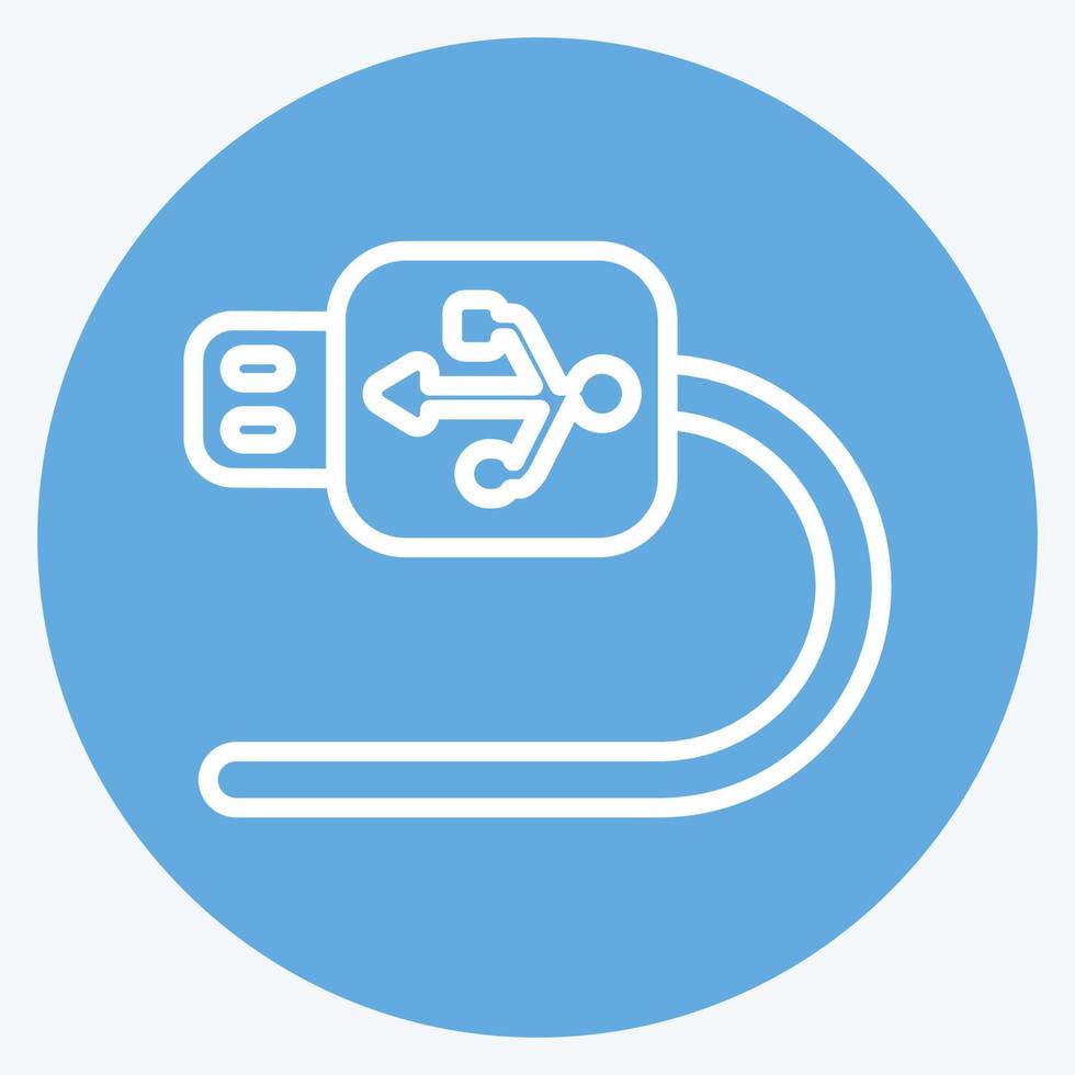 USB-kabelpictogram in trendy blauwe ogenstijl geïsoleerd op zachte blauwe achtergrond vector